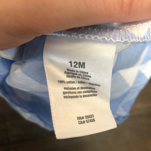 NWOTCarter’s blue/white butterfly blouse 12 months - Picture 2 of 2